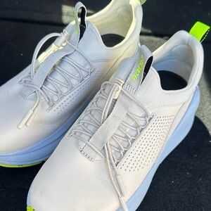 White and Neon Green Athletic Shoes